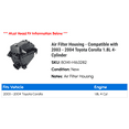 thumbnail image 2 of Air Filter Housing - Compatible with 2003 - 2004 Toyota Corolla 1.8L 4-Cylinder, 2 of 3