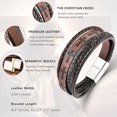 thumbnail image 5 of Mens Leather Cross Bracelet Multilayer Braided Wristband Bangle Bracelets with Stainless Steel Buckle Religious Gift for Men, 5 of 6