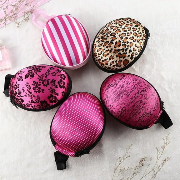 MUSEYA Leopard Bra Case Small Zippered Lingerie Travel Bag Soft Waterproof Storage