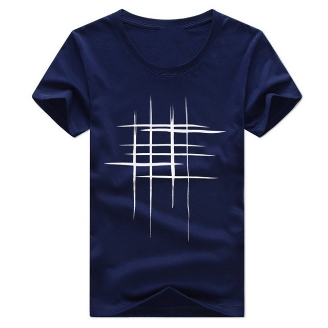 Koszal Creative Line Cross Printed Tee Top Women Summer Short Sleeve O Neck T-Shirt