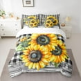 thumbnail image 2 of Homewish Retro Flowers Sunflowers 7-Piece Twin Bedding Sets For Teens Female Girls,Geometric Plaid Bedding Comforter Set,Chic Floral Blossoms Breathable Sheet Sets,Lightweight Room Decor,Reversible, 2 of 8