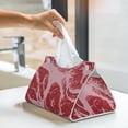 thumbnail image 6 of Zufioo Striped Meat Print Long Leather Tissue Bag, PVC Waterproof Napkin Facial Tissue Organizer Dispenser for Living Room, Office, Desk, 6 of 7