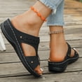 thumbnail image 5 of Domuza Orthopedic Sandals for Women Summer Peep Toe Strap Wedge Sandals Lightweight Casual comfort Hollow Out Slip On Walking Shoes Black 7.5（EU-39）, 5 of 6