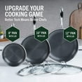 thumbnail image 5 of HexClad 6 Piece Hybrid Stainless Steel Cookware Pan Set 8", 10", 12" with Glass Lids, 5 of 11