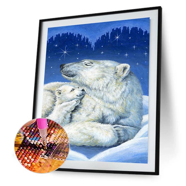 Cuadros Decorativos Kits de pintura de diamantes DIY 5D de madre e hijo de oso polartaladro redondo completo (B5522) Ehuebsd embutido en tela