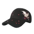thumbnail image 2 of harmtty Baseball Cap Casual Breathable Wide Brim Buckle Closure Windproof Sun Adjustable Chinese Style Bird Flower Embroidery Outdoor Women Hat for Daily Life Black, 2 of 8