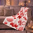 thumbnail image 6 of Red Candy Cane Heart Lollipops in Glossy 3D Style for Sweet Treat Lovers, Festive Candy Pattern, Cozy Flannel Blanket for Bedroom and Living Room, Valentine's Day Gift, Whimsical Home Decor, 6 of 9