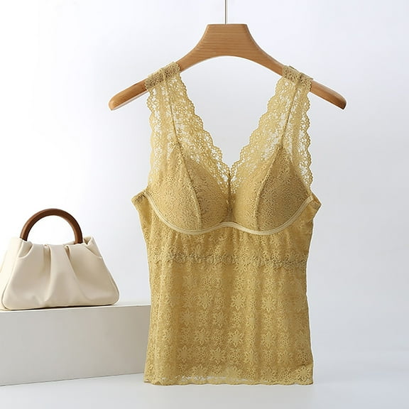 SHITINN Long Length Lace Backless Bra with Built In Pads for Women Breathable and Thin for Summer Long Camisole Women Camisole with Bra Women 2x Womens Tops plus Size Womens Tops Pack Ally Tops Women