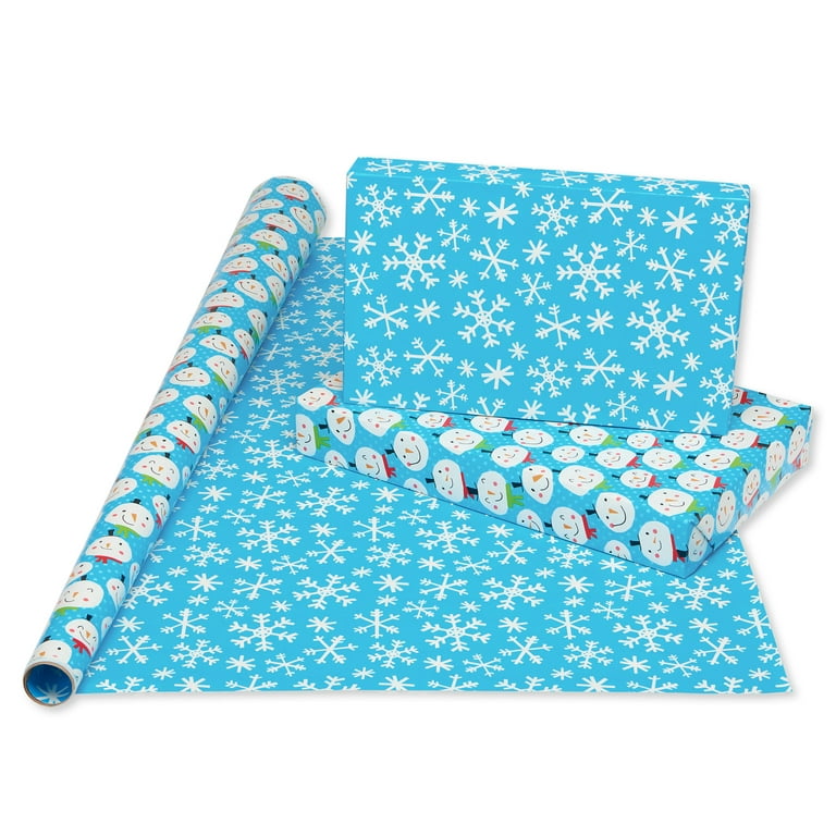 Blue and White 3-Pack Holiday Wrapping Paper Assortment, 120 sq