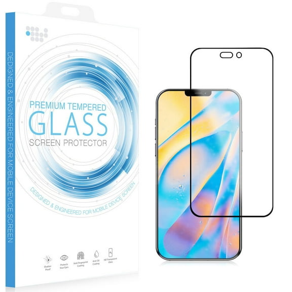 Dream Wireless 6.7 in. 0.3 mm Arcing 2.5D Full Coverage Tempered Glass Protector for iPhone 14 Pro Max, Black