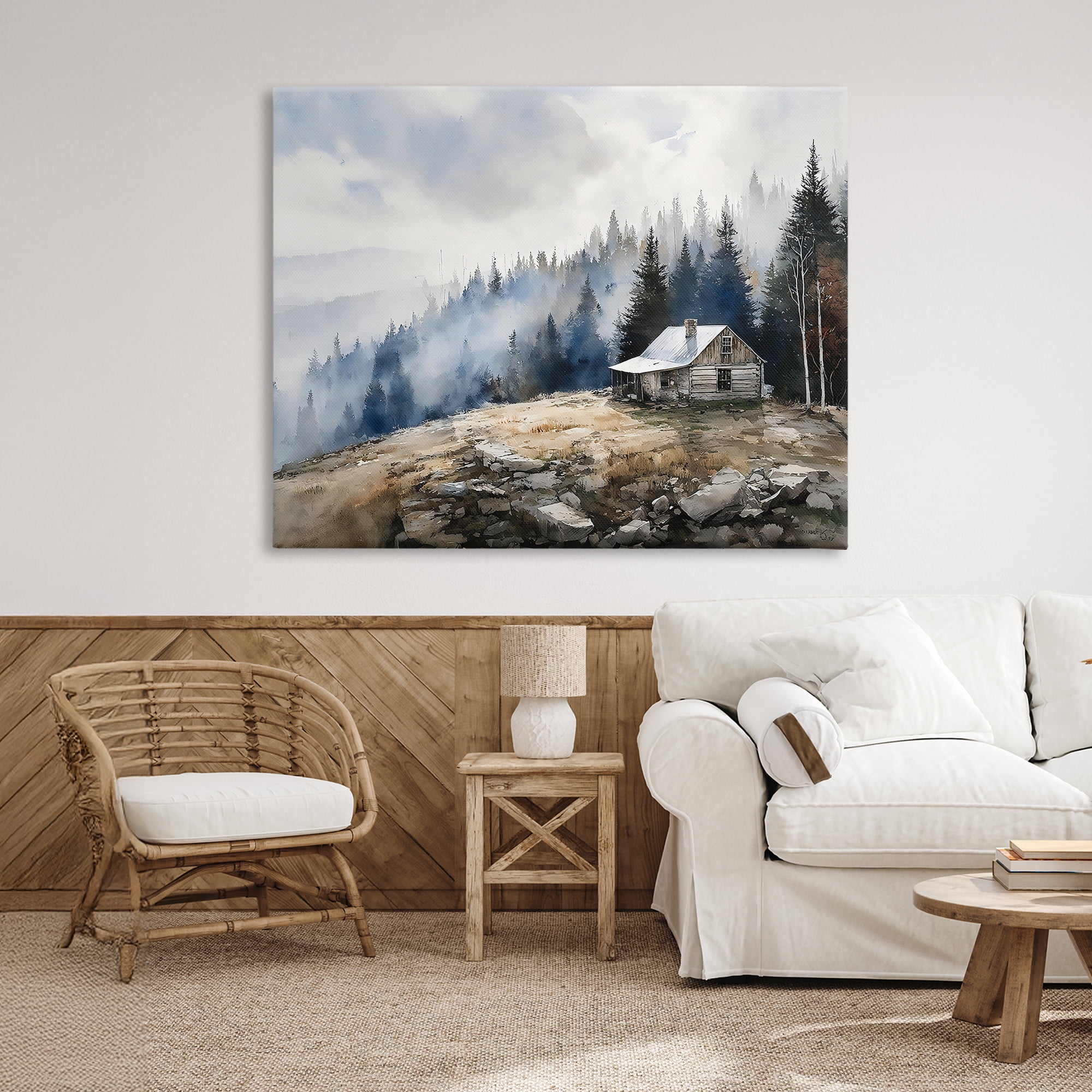 Stupell Industries Misty Cabin on Ridge Canvas Wall Art, design by Franklyn Gregory