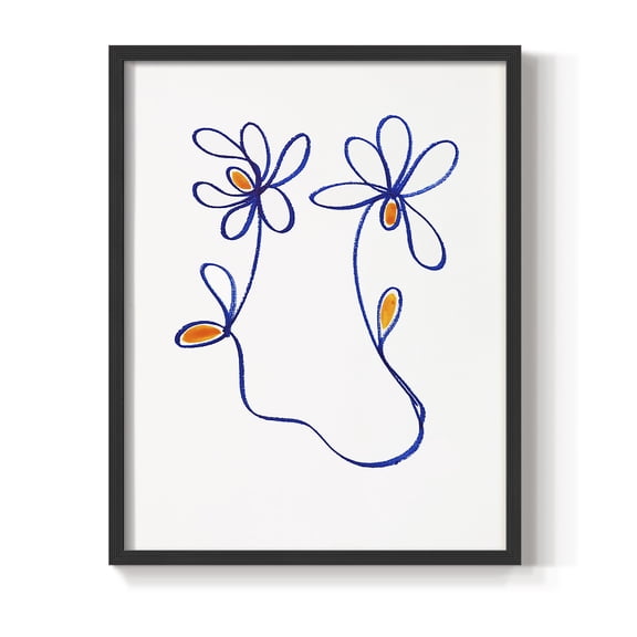 Wobbly Blooms IV Framed Print - Solid Wood in Single Picture Frame Solid Wood 2 Framed Print