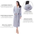 thumbnail image 4 of Women's Plush Fleece Long Robe with Hood, Warm Comfy Fluffy Bathrobe,Grey, 4 of 4