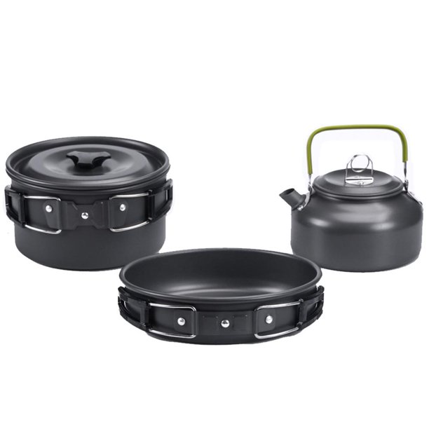 Kuymtek Utensilios Ultraligeros para Acampar Al Aire Libre Juego Ollas Y Teteras Alúmina (verde)