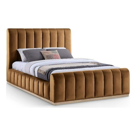 Meridian Furniture Amara Saddle Velvet Queen Bed