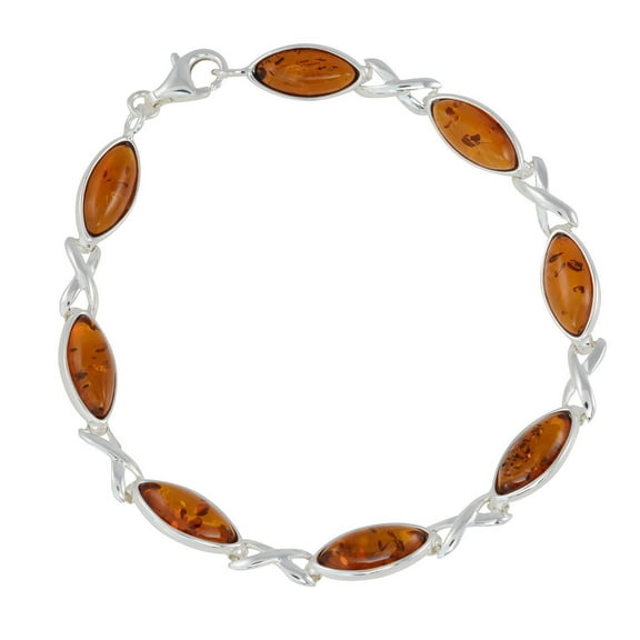 Sterling Silver Honey Baltic Amber Bracelet "Sunny", Amber Jewelry Collection