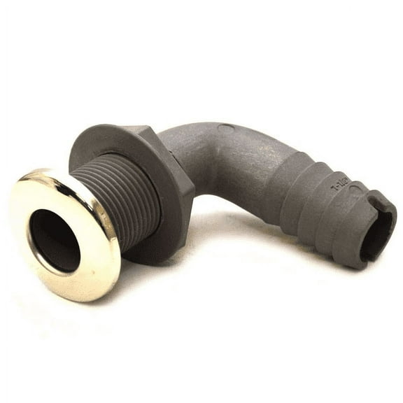 Boat 90° Thru Hull | 1 1/8 Inch Barbed Grey Plastic