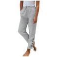 thumbnail image 1 of Kcodviy Women Casual Trousers with Pants Women Casual Short Elastic Waist Solid Color Loose Dress Pants for Women Business Casual Linen Loose Trousers, 1 of 5