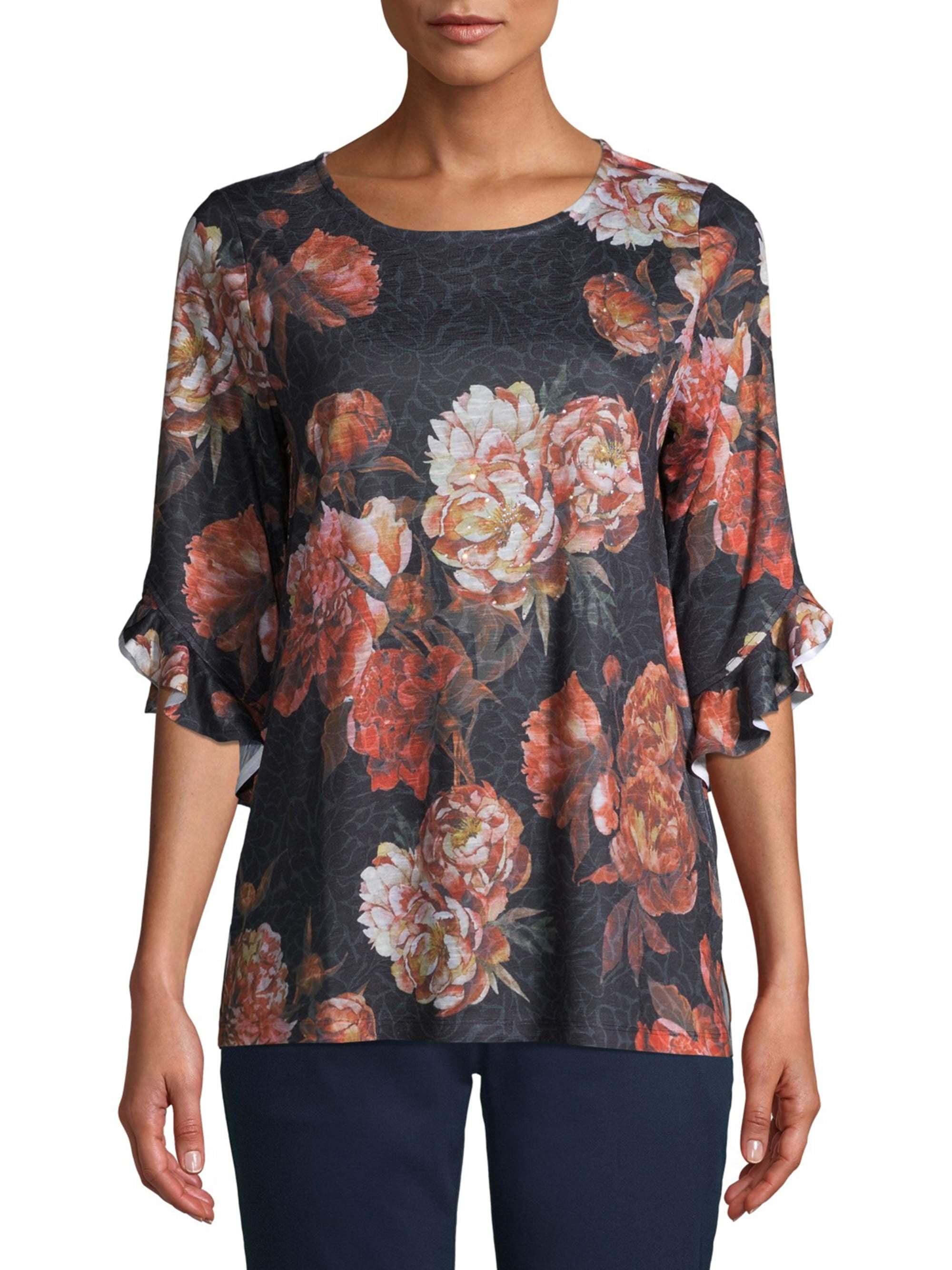 walmart time and tru ruffle sleeve top