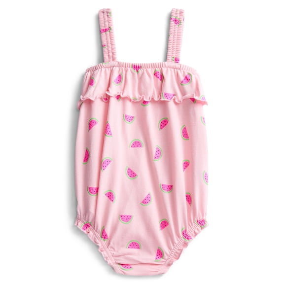 Wonder Nation Baby Girls' Ruffle Print Tank Romper, Sizes 0M-24M