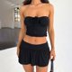 thumbnail image 3 of Conjunto elegante de dos piezas para mujer: top sin tirantes con falda plisada asimétrica de doble capa, 3 of 8