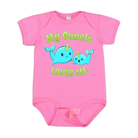 

Inktastic My Guncle Loves Me- Cute Narwhal Gift Baby Boy or Baby Girl Bodysuit