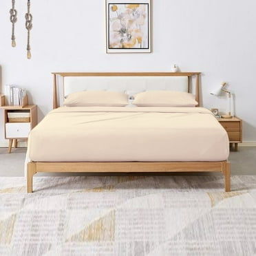 VEGAS HOTEL COLLECTION Soft Sheets 1200 Thread Count Pure Egyptian Cotton { 4-PCs } Sheet Set fits up to 14-15 Inch Deep { Pattern : Solid Guarantee (Queen, Ivory)