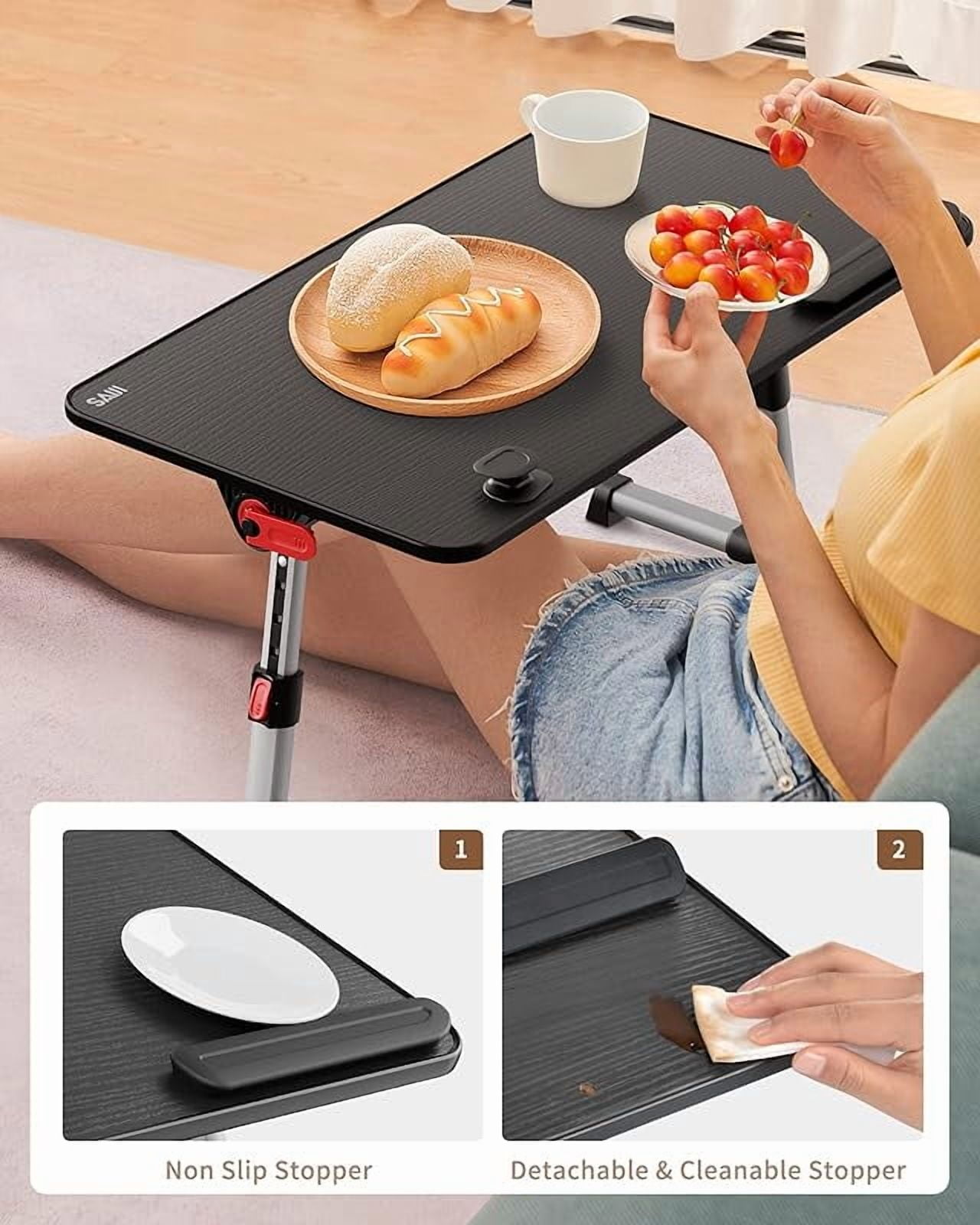 Laptop Desk Table, Adjustable Laptop Stand, Portable Lap Desks with Foldable Legs, Notebook Standing Breakfast Tray Reading Desk for Sofa Couch Bed Floor (Black,Medium Size)