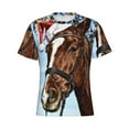 thumbnail image 4 of Qekee Christmas Horse Classic Fit T-Shirt Men's Shirt Men's Tight Short Sleeves for Exercise, Running, Mountaineering - Christmas Horse, 4 of 9