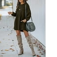thumbnail image 3 of Jupe en Tricot Côtelé pour Femmes, Manches Lanterne, Col Rond, Robe Courte, Chandail-Over, Jupe Chandail avec Poches, Automne Hiver, Jupe du Bas, 3 of 5