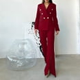 Rovga Women Outfits Sets Open Front Solid Color Blazer 2PCS Business