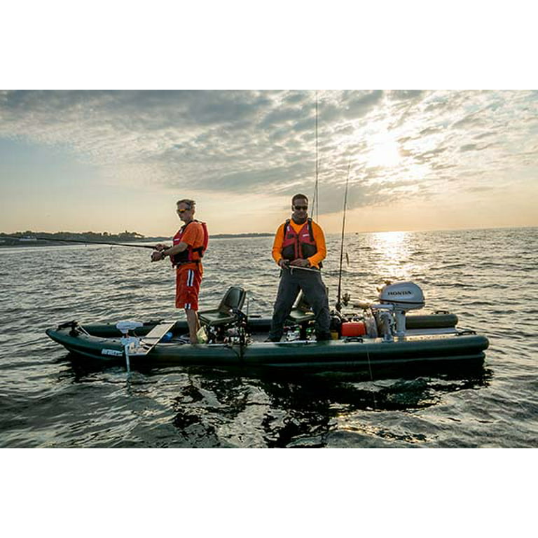 Sea Eagle FSK16 FishSkiff Inflatable 16', High Pressure, All-Drop-Stitch,  1-3 Person Frameless Fishing Boat w/Rigid 6” External Keel - Portable,  Storable - 2 Person Swivel Seat Canopy Package 