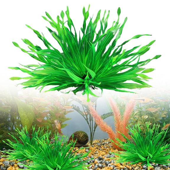 SHENGLUO Aquarium Artificial Plastic Plants Decorations and Rock Cave Decor Set Goldfish Betta Fish Tank Accessories Small Large Fish Bowl Ornaments,Fish Tank Artificial Plants, (5-12 Inches, Green)