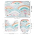thumbnail image 3 of Rainbow 4 Pcs Shower Curtain Set with Rugs Include Waterproof Shower Curtain Non-Slip Rug Toilet Lid Cover Bath Mat Kids Boys Children Cartoon Cloud Waterproof Personality Pattern Bath Curtain, 3 of 8