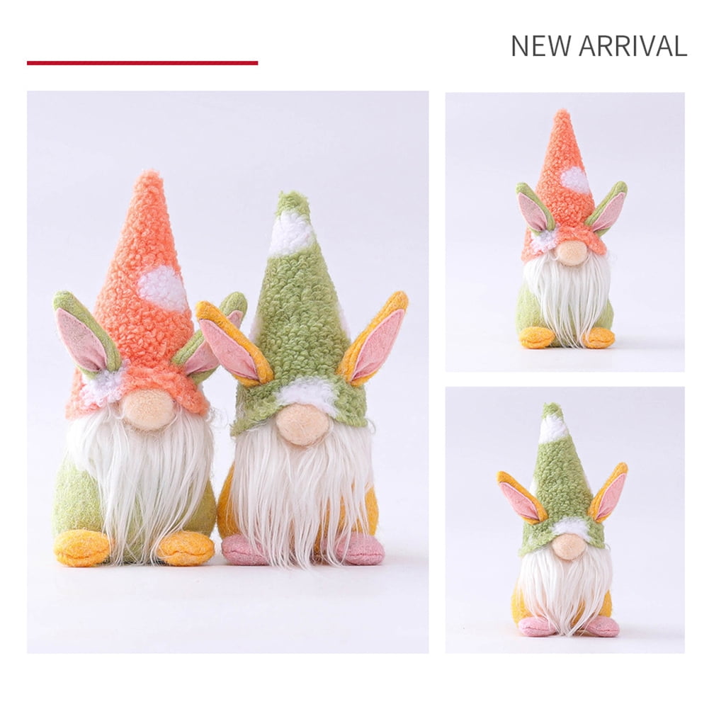 Kepooman 2 Pack Handmade Plush Forest Man Doll for Home Decor Spring Gifts, Rabbite Ears, Pink + Green Kepooman 2 Pack Handmade Plush Forest Man Doll for Home Decor Spring Gifts, Rabbite Ears, Pink + Green