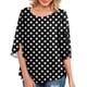 thumbnail image 3 of Camiseta de Mujer Media Manga Dividida Capas Dobles Tipo Suelto Top de Verano para El Trabajo Uso Diario Estampado de Puntos Negro XXL Ticfox, 3 of 6