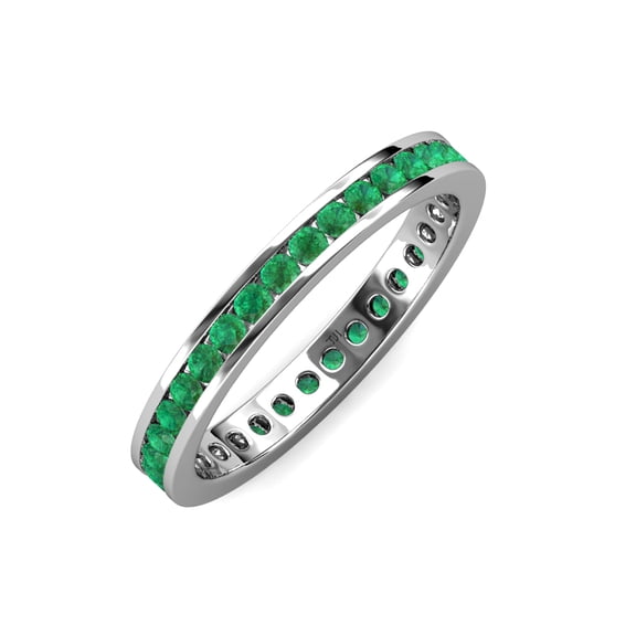 TriJewels 0.88 ctw Round Emerald (2.40 mm) Eternity Band in 10K Gold
