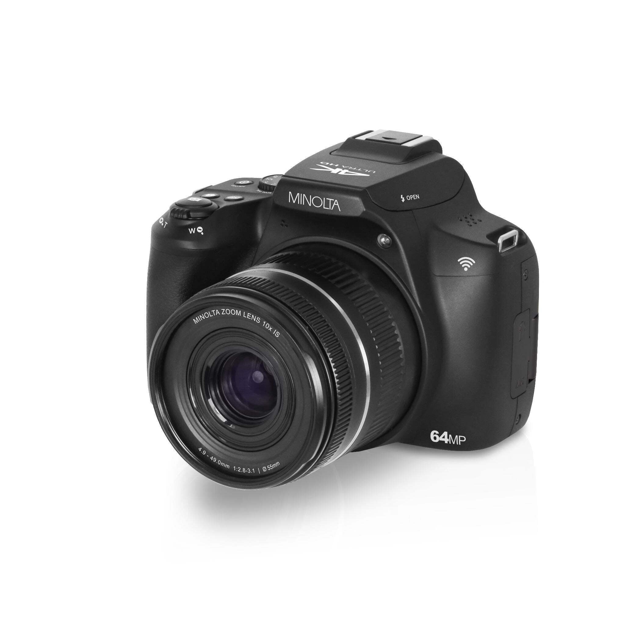 Minolta MNB10Z-BK-N MNB10Z 64 MP 4K Ultra HD Bridge Camera with 10x Optical Zoom - Black - No Memory Card