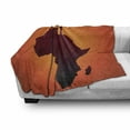 thumbnail image 3 of African Soft Flannel Fleece Throw Blanket, Safari Map Continent Giraffe and Tree Silhouette Savannah Wild Design, Cozy Plush for Indoor and Outdoor Use, 50" x 70", Orange and Brown, by Ambesonne, 3 of 6