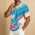 thumbnail image 5 of Tie Dye Polo Shirts for Men Henley Short Sleeve Cotton Linen Tees Causal Vacation Loose T Shirts, XL, 5 of 6