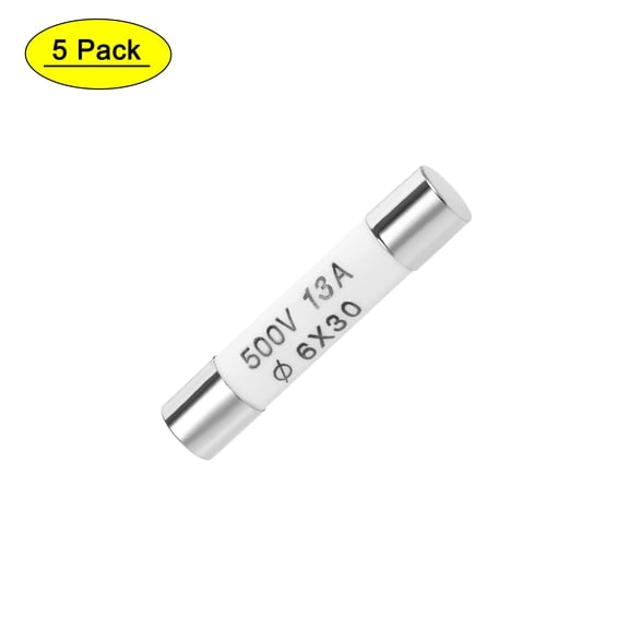 Automotive Cartridge Fuse 13A 500V 6x30mm Fast Blow Replacement for Car Stereo Audio Alarm Amplifier Ceramic 5pcs