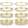 thumbnail image 1 of PinesC 8Pcs Rhinestone Bracelets, Stackable Rhinestones Stretch Bangle Crystal Silver Sparkl Bridal Bracelet Tennis Bracelet Set Bling Wedding Bangles for Women Brides Prom Party, 1 of 5