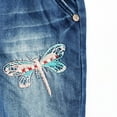 thumbnail image 5 of Kidscool Space Baby Girls Easy Diaper Changing Snap Legs Flower Embroidered Denim Overalls,Blue,9-12 Months, 5 of 7