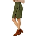 thumbnail image 4 of INSPIRE CHIC Women's A-Line Front Slit Knee Length Wrap Faux Suede Skirt, 4 of 7