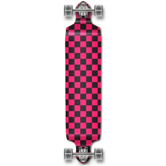 Yocaher Drop Down Longboard Complete - Checker Pink