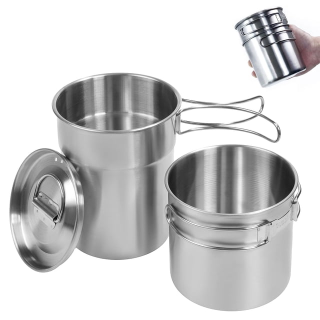 Juego de utensilios de cocina KOKKOYA: tazas y tazas para acampar con olla 304 SS