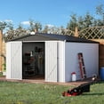 thumbnail image 2 of AECOJOY 10' x 14' Outdoor Storage Shed with Lockable Door Patio Metal Garden Storage Building in White for Outside, 2 of 6