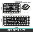 thumbnail image 3 of Buffalo Plaid Kitchen Rug 2 Pieces Set, Washable Non-Slip Kitchen Sink Decor Carpet, Home Black and White Cushioned Kitchen Floor Standing Mats 17"x47"+17"x30", 3 of 6