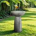 thumbnail image 4 of Bird Baths | 24.4" H Weather Resistant Pedestal Bird Bath for Patio Garden | Concrete Cement | Slate Gray, 4 of 12