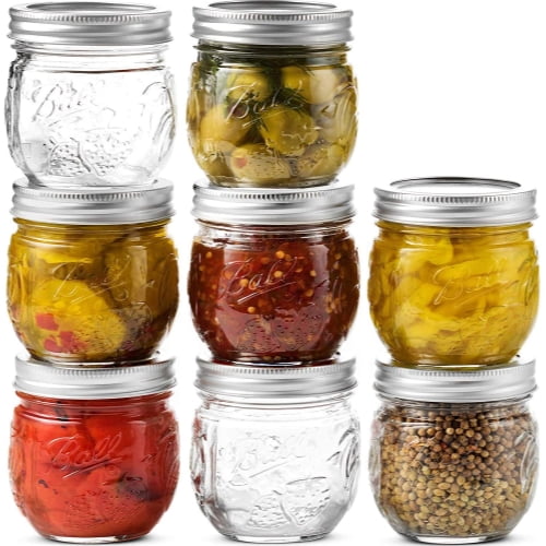 Ball Regular Mason Jar 8 oz, [Set of 8] Canning Jars, With Airtight